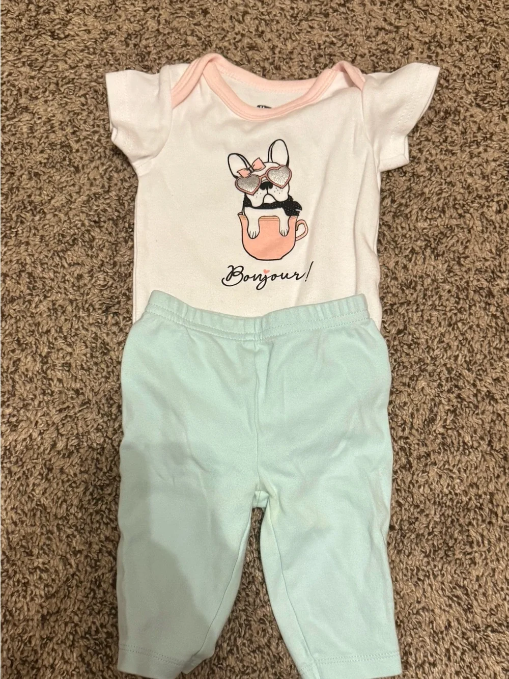 3-Pack Baby Girls One-Piece Bodysuits - Pink, White & Pattern Plus Mint Pants